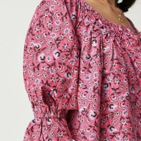 Free People James Smocked Pink Floral Top, Size XS - Picture 3 of 10